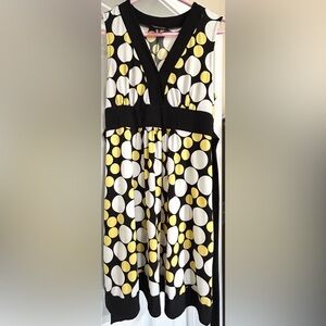 Scarlett Black Yellow Polka Dot Dress Tie Back V-Neck Size 8